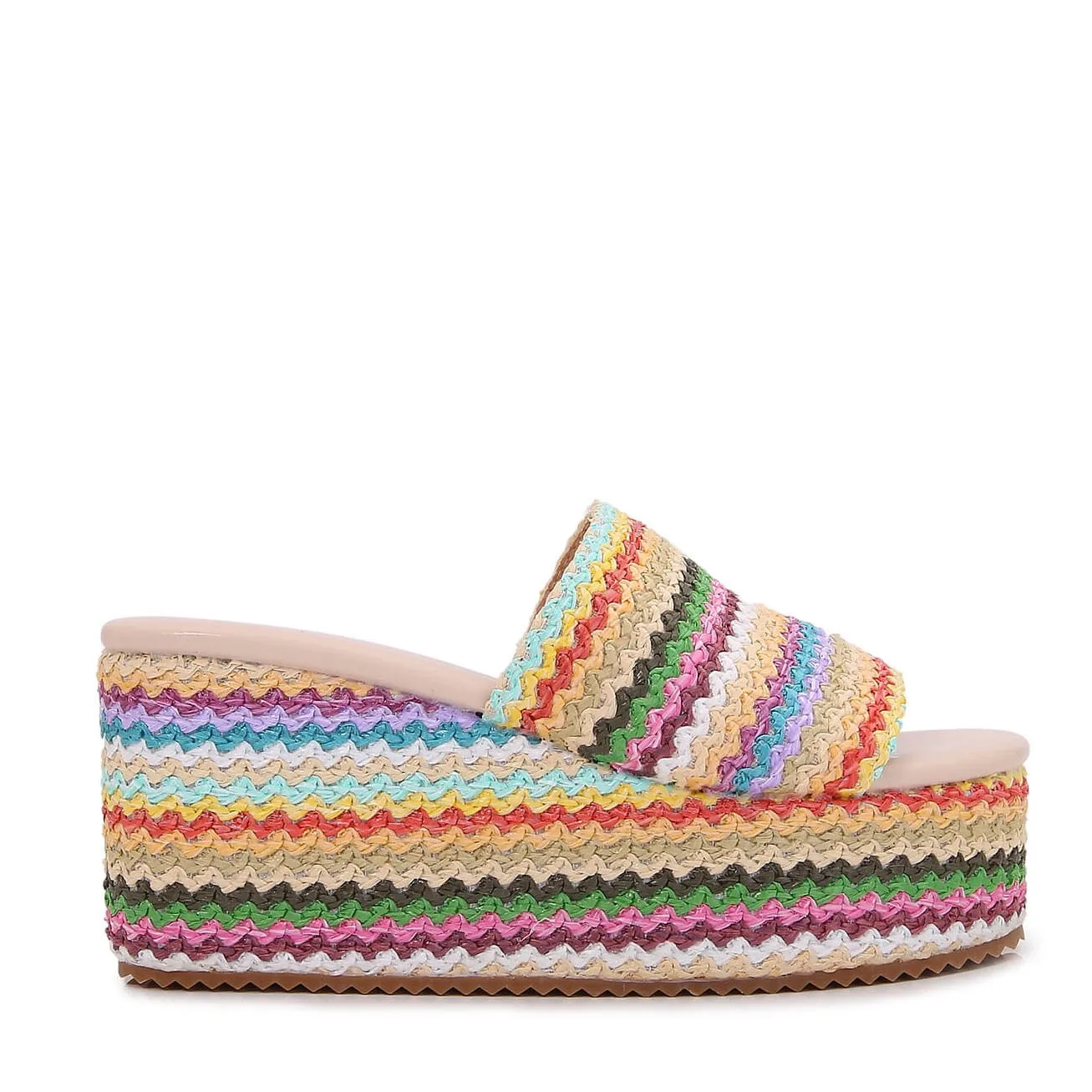 Amber02 Multicolor Woven Platform Sandal