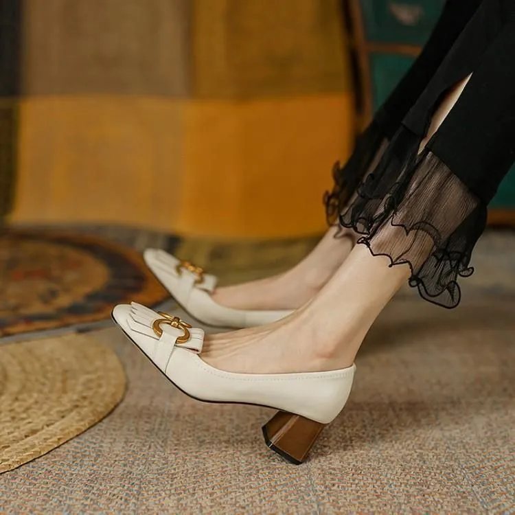 Amozae Women Sandals Metal Decoration Solid Color Square Toe Ladies Flats Roman Retro Classic Back Strap Belt Buckle Female Shoes