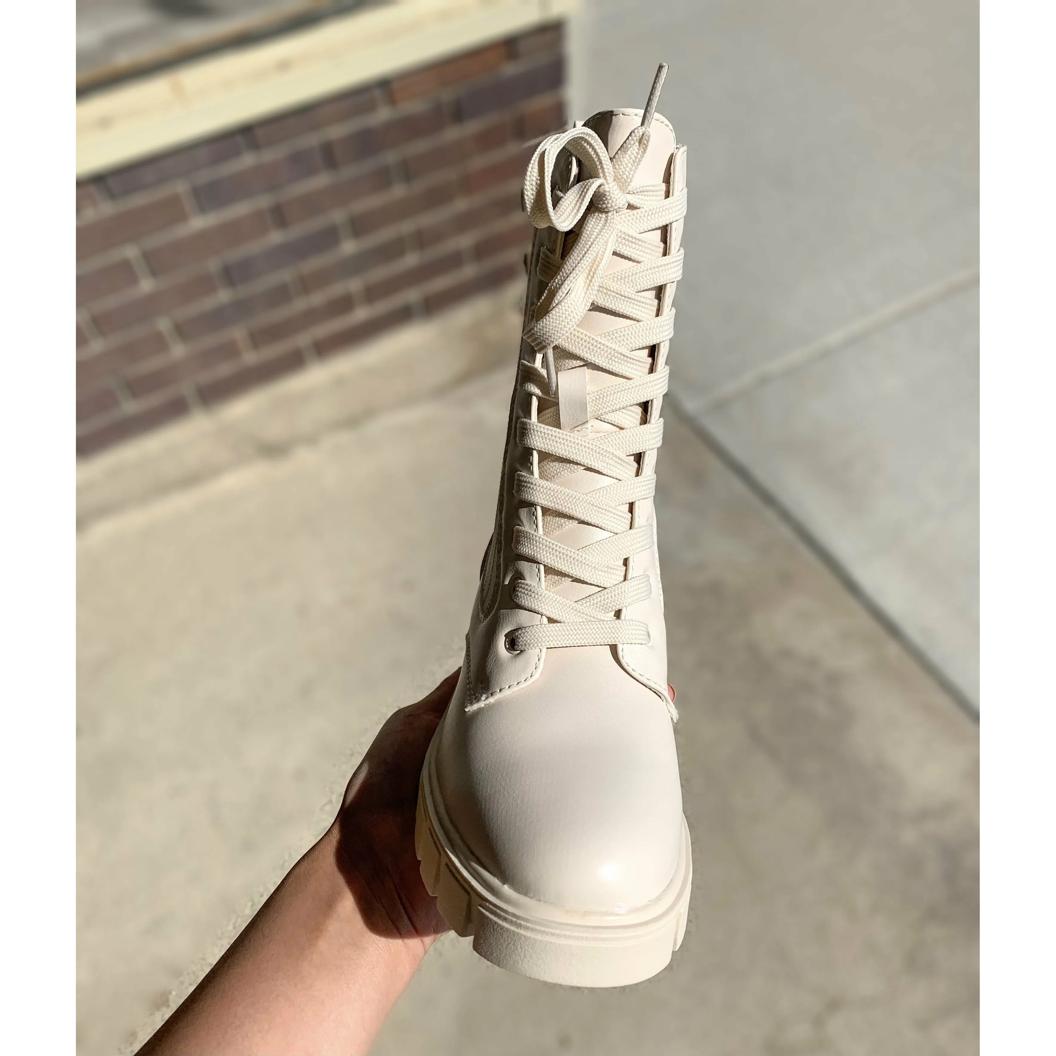 Brit Bone Colored Lace Up Bootie
