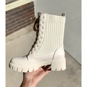 Brit Bone Colored Lace Up Bootie