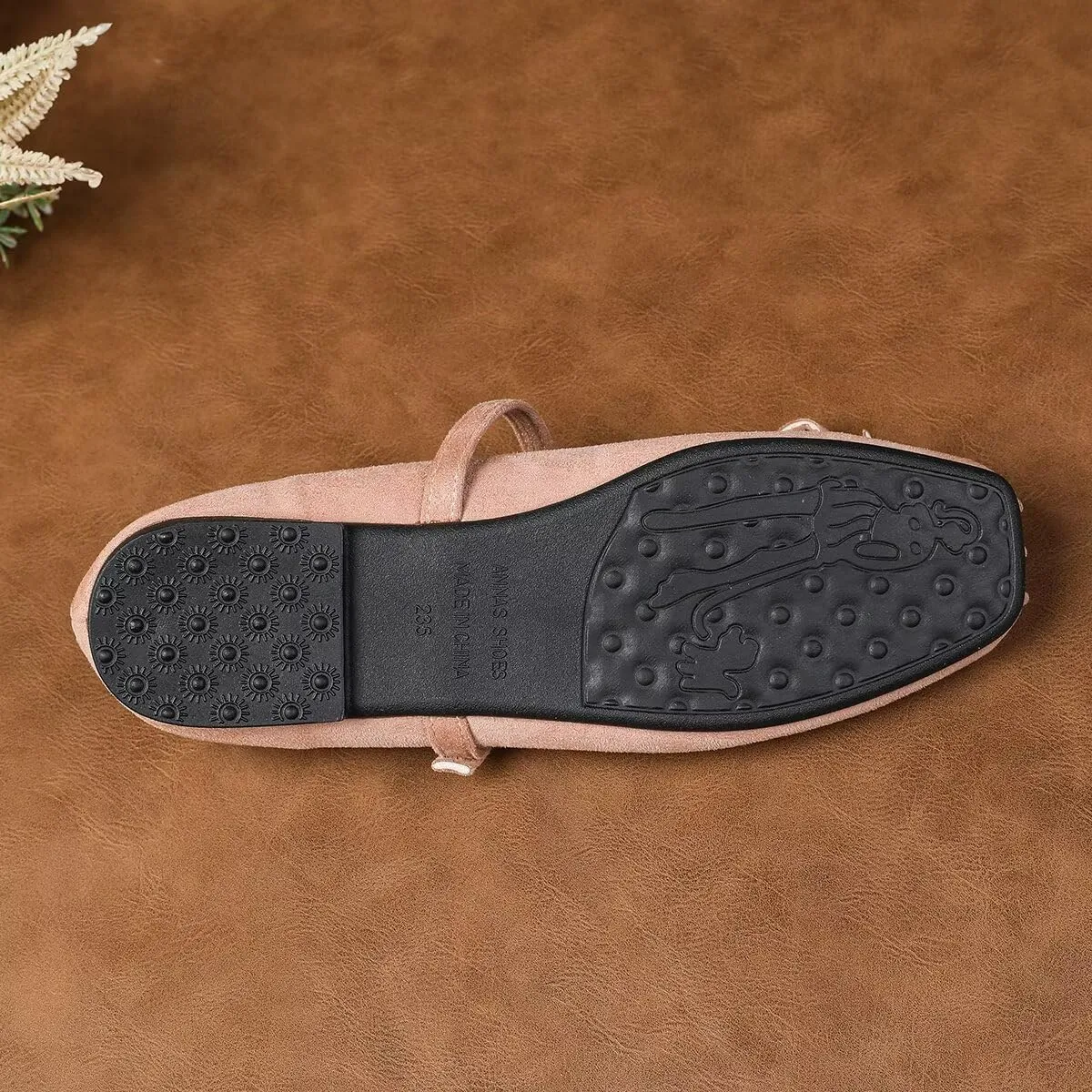 ChaiRong Zhou Women Bowknot Mary Jane Flats Comfortable Suede Shoes Buckle Straps Casual Ballet Dance Shoes
