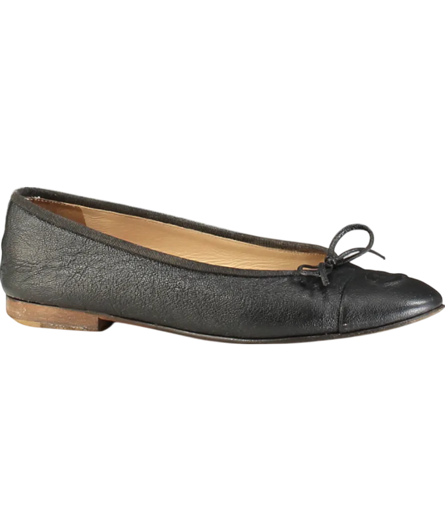 Chanel Black  Leather CC Logo  Ballet Flats UK 4.5 EU 37.5 