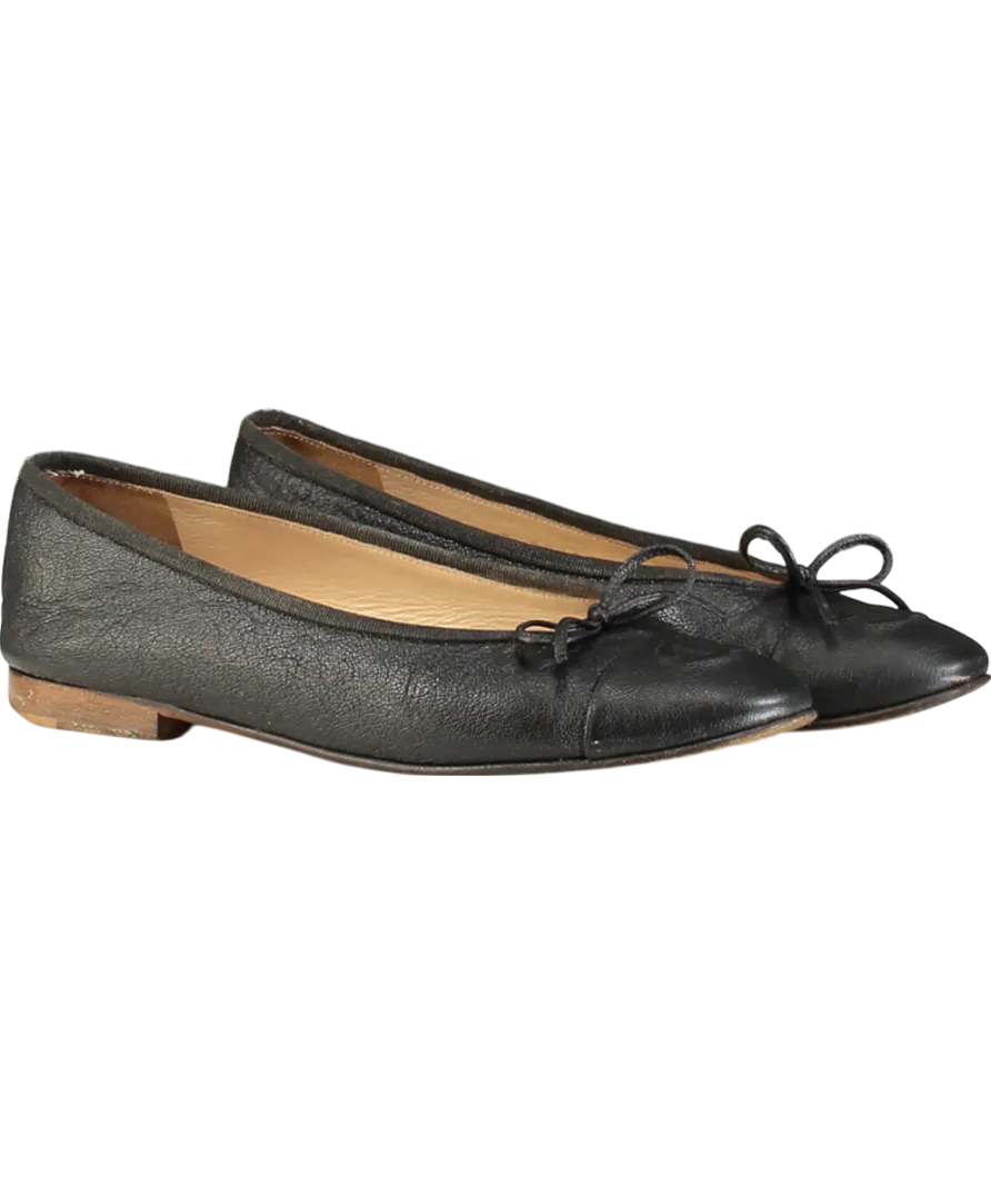 Chanel Black  Leather CC Logo  Ballet Flats UK 4.5 EU 37.5 