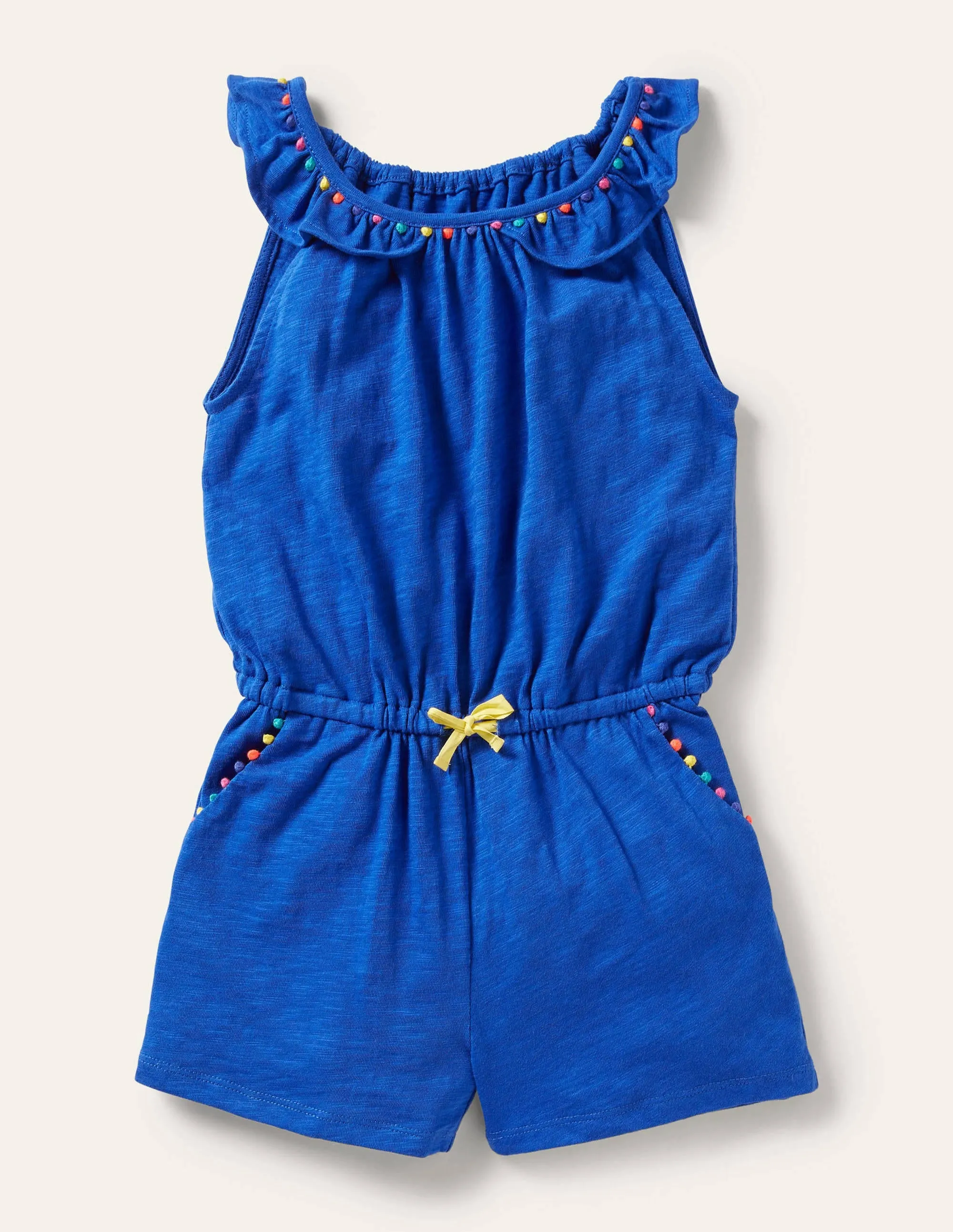 Charlie Pom Jersey Playsuit-Bold Blue