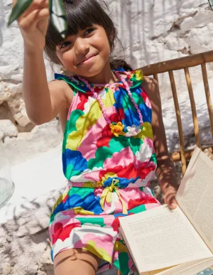 Charlie Pom Jersey Playsuit-Multi Geo Clouds