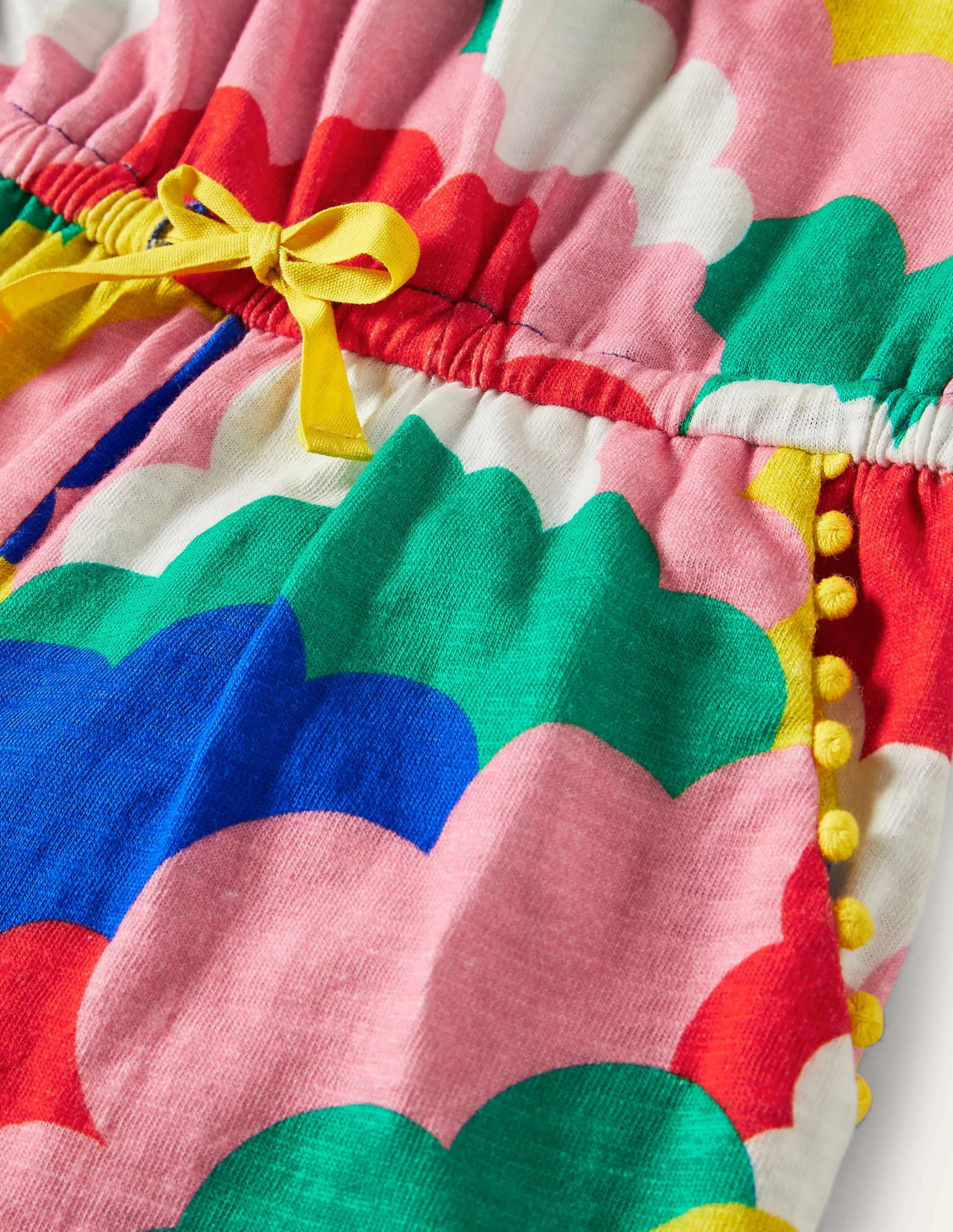 Charlie Pom Jersey Playsuit-Multi Geo Clouds