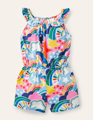 Charlie Pom Jersey Playsuit-Multi Star Rainbow