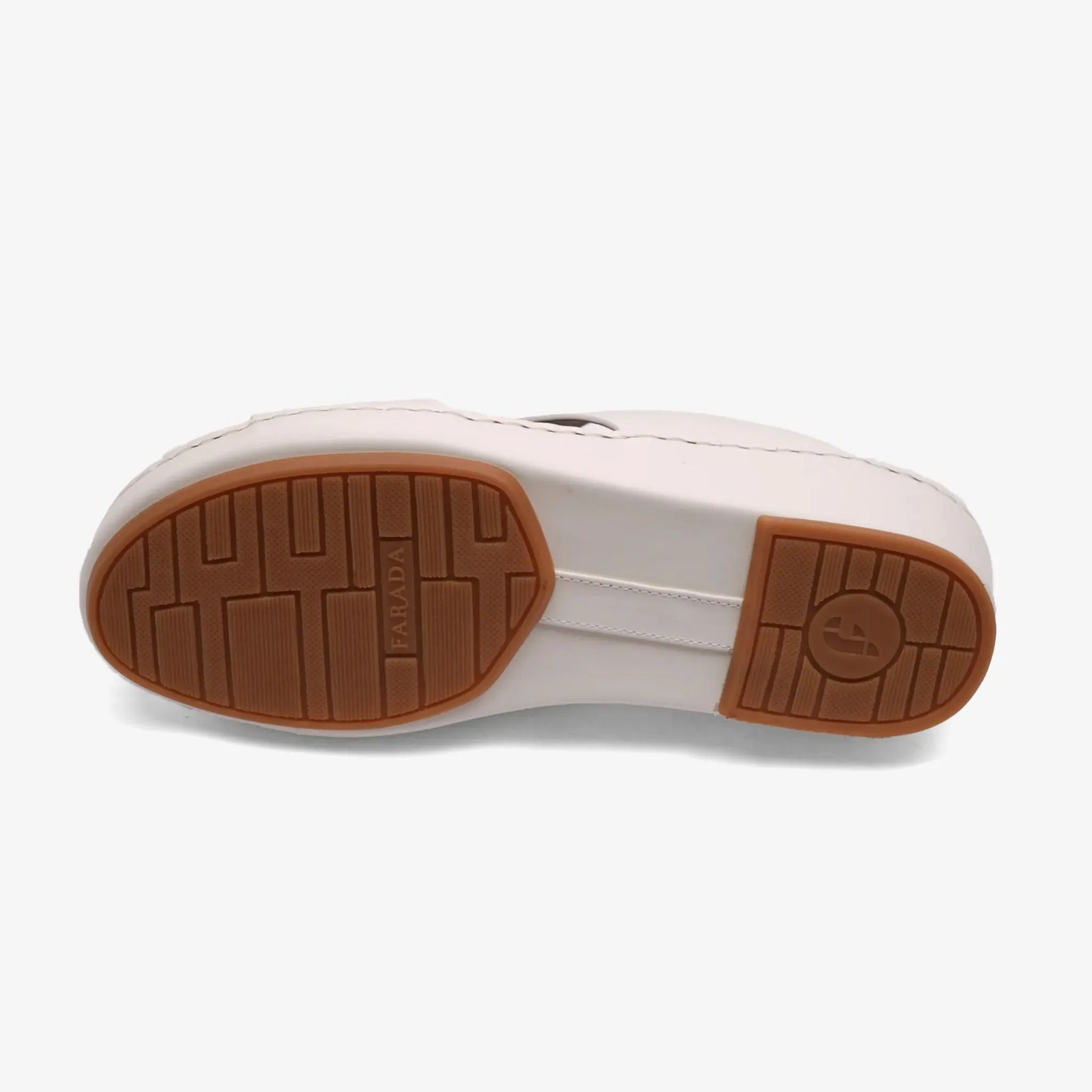 FARADA MATTE LEATHER SLIM ICONIC DOUBLE F TRIM ARABIC SANDAL WHITE