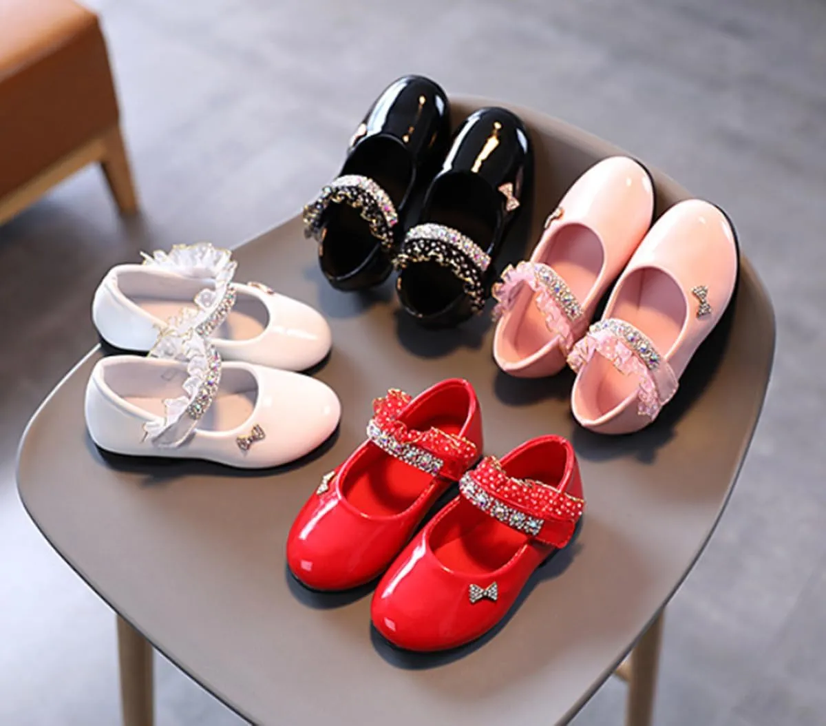 Girls Pu Leather Mary Jane Ballet Flats School Wedding Party Dress Shoes for Toddler/Little Kid