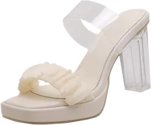 High Heels Transparent Sandals, Versatile Outdoor Sandals, Waterproof Platform Small high Heels