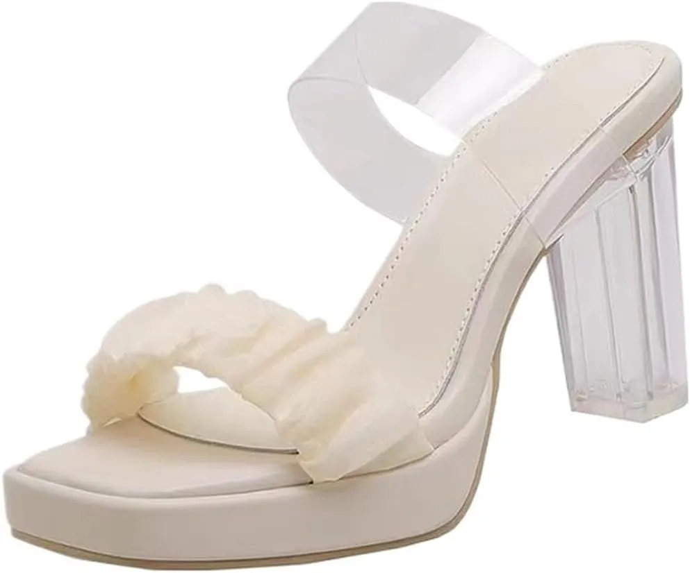 High Heels Transparent Sandals, Versatile Outdoor Sandals, Waterproof Platform Small high Heels