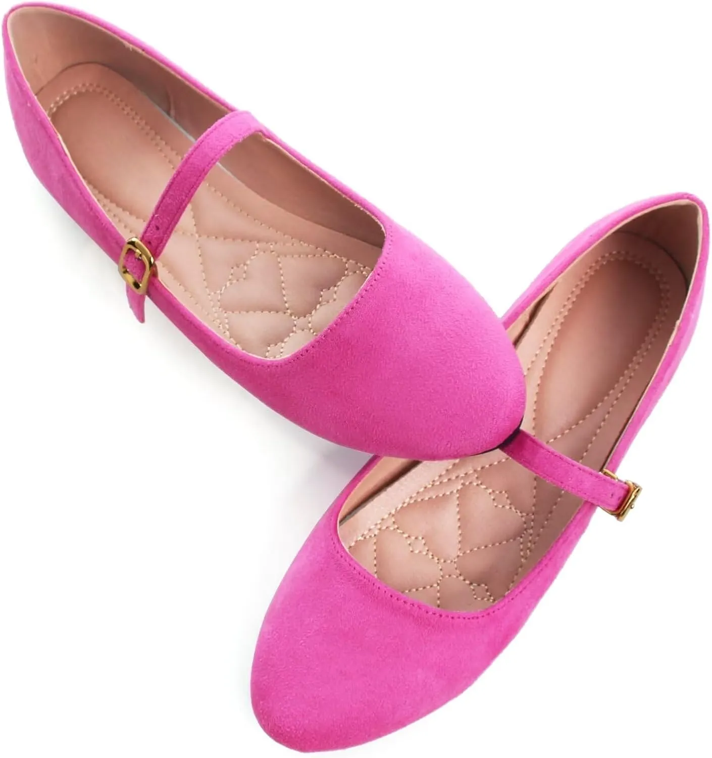 HuangTaiJi Qing Women's Fashion Mary Janes Shoes Ankle Buckle Round Toe Flats Shoes Comfort Walking Dressy Ballerina Flats
