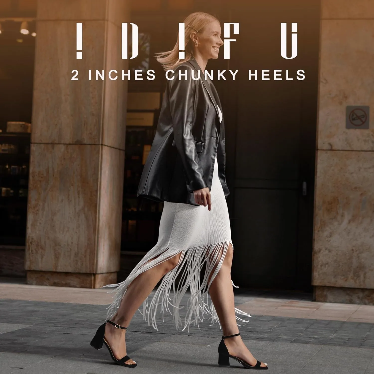 IDIFU IN2 Chunky Block Low Heels Square Open Toe Ankle Strap Short Heeled Sandals Wedding Bride Bridal Ladies Summer Prom Dress Shoes for Women Dressy Comfortable Formal Cute Trendy Small Thick Heels