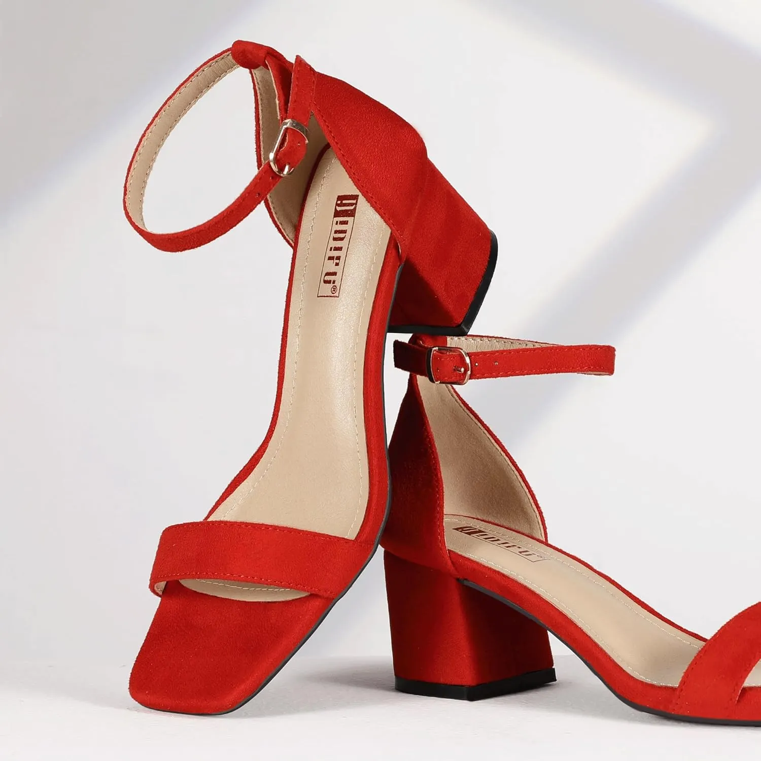 IDIFU IN2 Chunky Block Low Heels Square Open Toe Ankle Strap Short Heeled Sandals Wedding Bride Bridal Ladies Summer Prom Dress Shoes for Women Dressy Comfortable Formal Cute Trendy Small Thick Heels