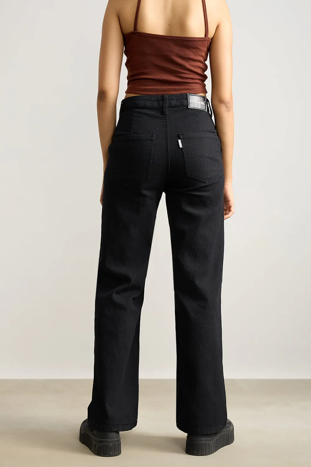 Jet Black Wide Leg Jeans