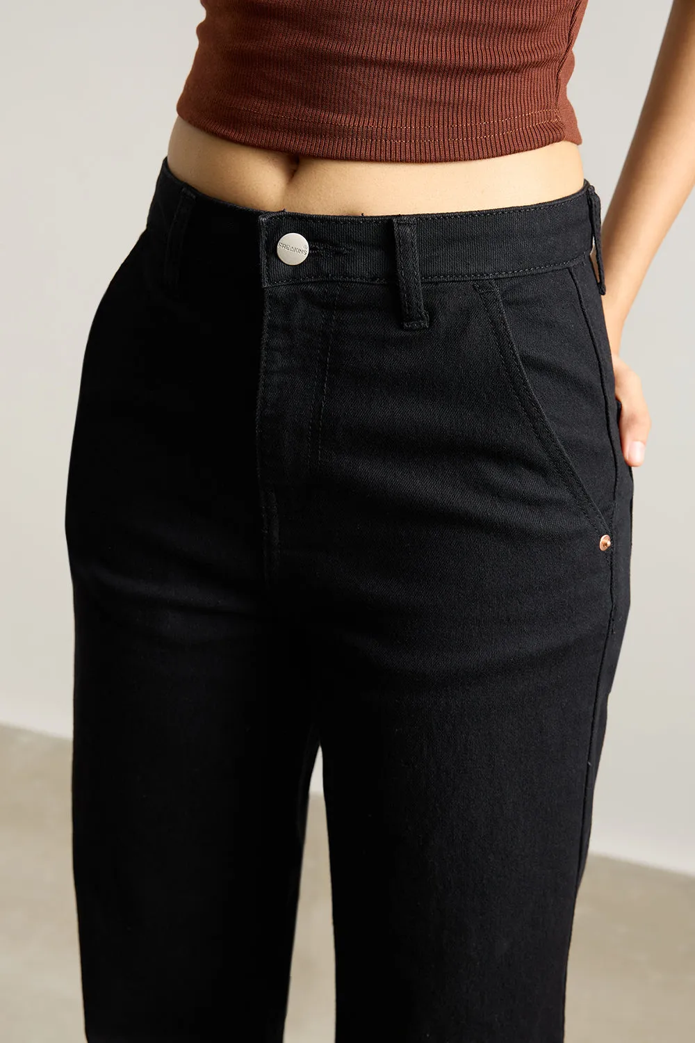 Jet Black Wide Leg Jeans