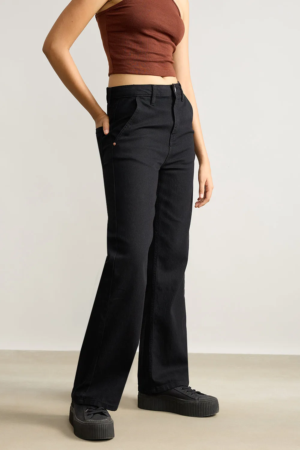 Jet Black Wide Leg Jeans