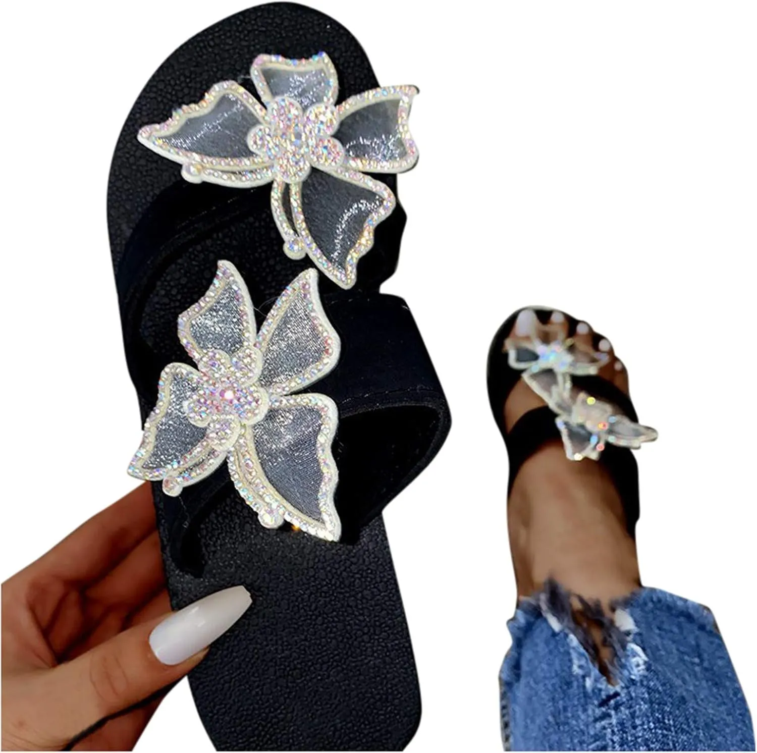 Ladies Slip On Lightweight Color Casual Flops Women's Wedge Fashion Slippers Flip Diamond Women's slipper