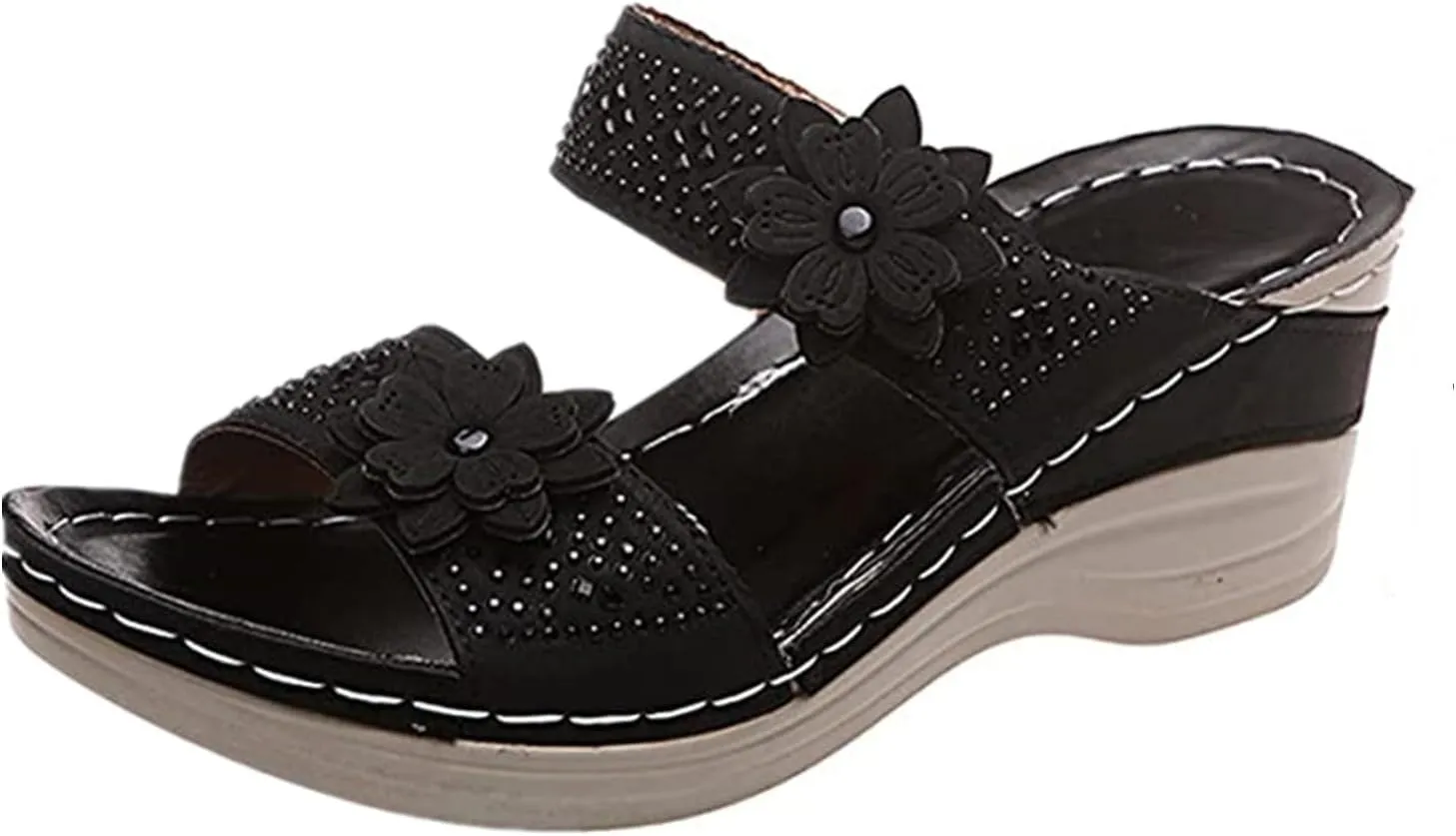 Lausiuoe Sandals Women Dressy Summer Flat Arch Support Fashion Orthotic Slides Comfy Slip On Orthopedic Slippers Flip Flops