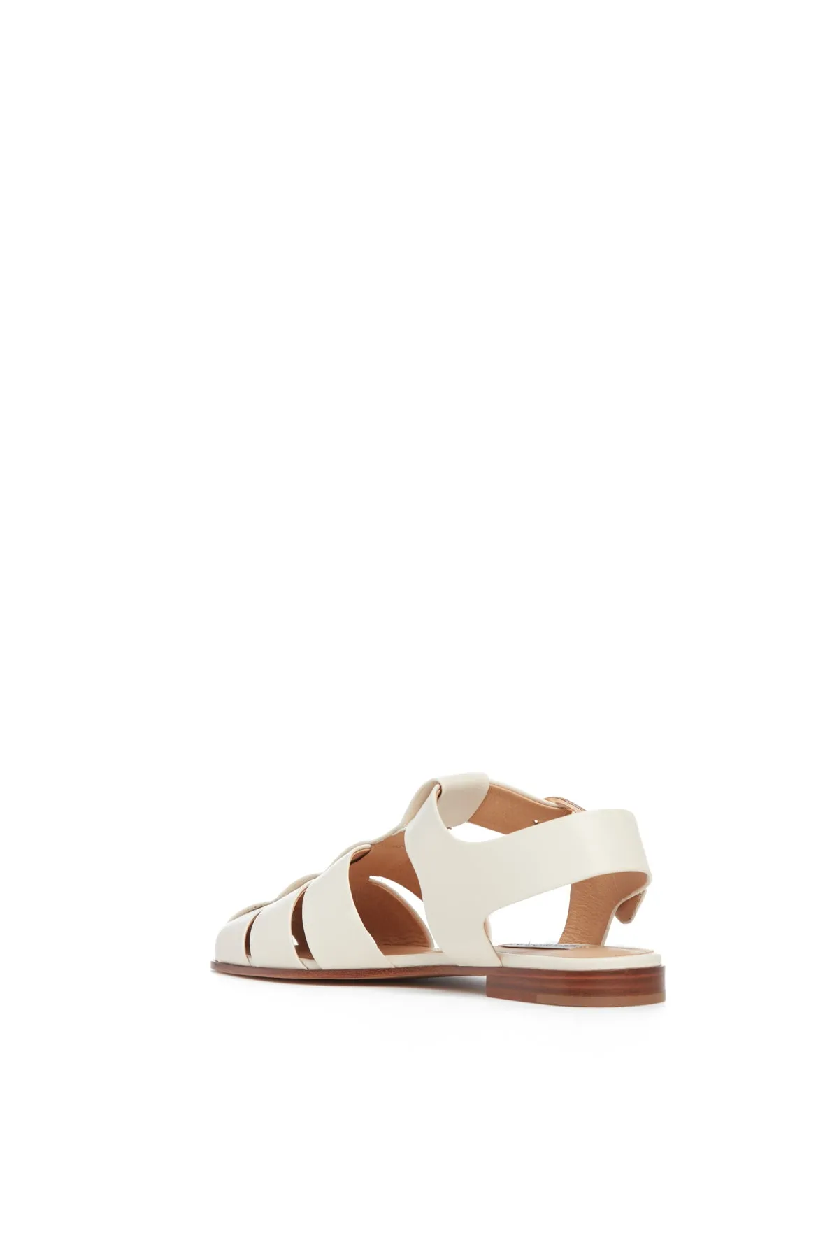 Lynn Flat Sandal in Cream Nappa Leather