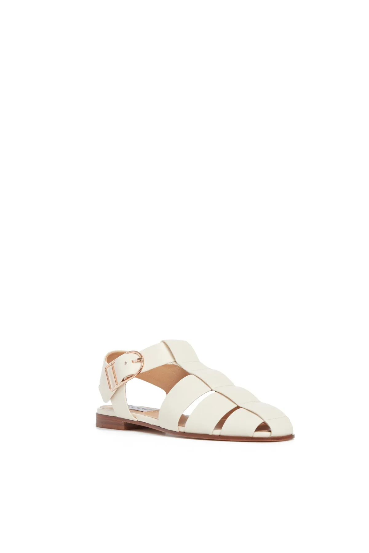 Lynn Flat Sandal in Cream Nappa Leather