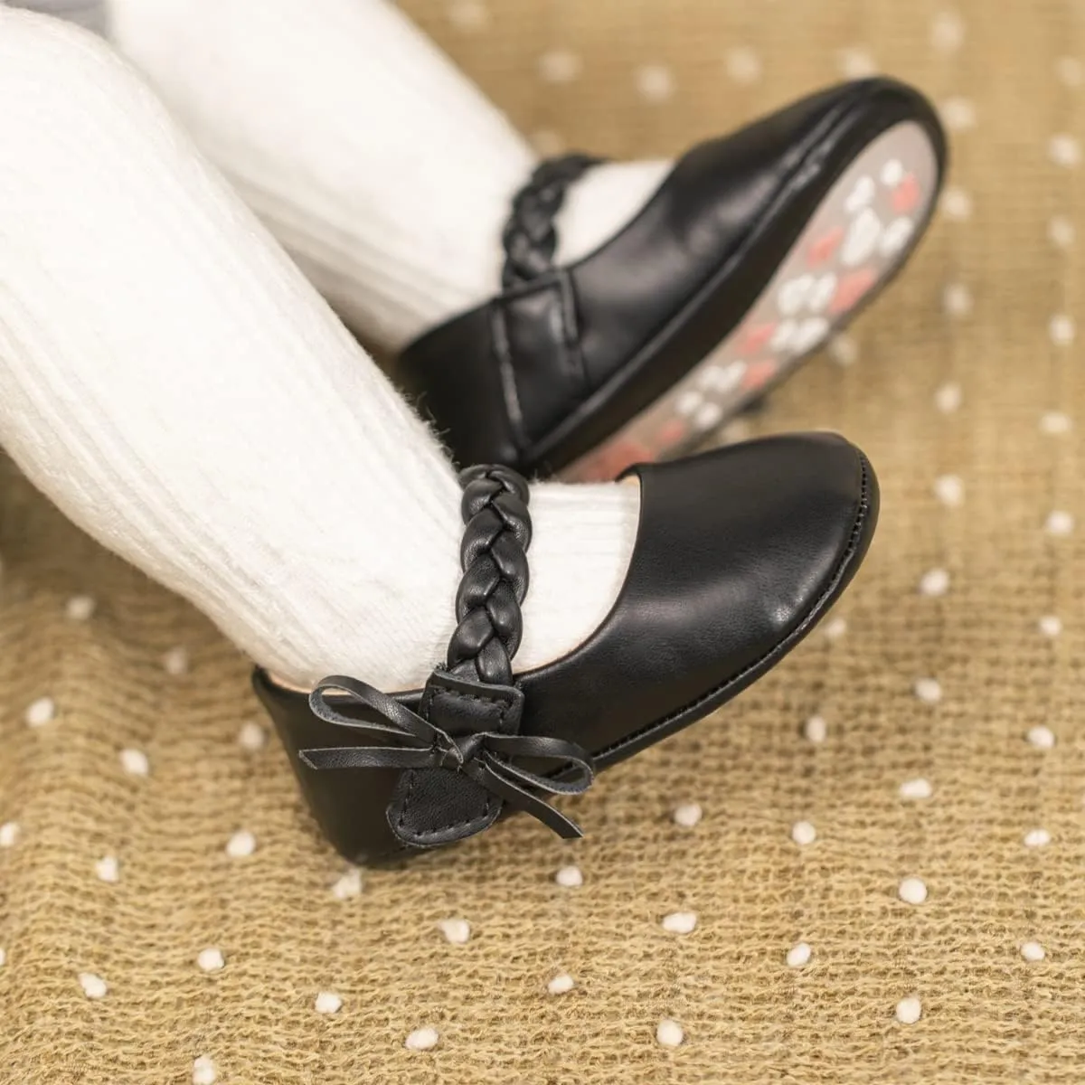 Meckior Infant Baby Girls Boys Handmade Princess Flats Toddler First Walkers Soft PU Leather Non-Slip Crib Wedding Dress Shoes