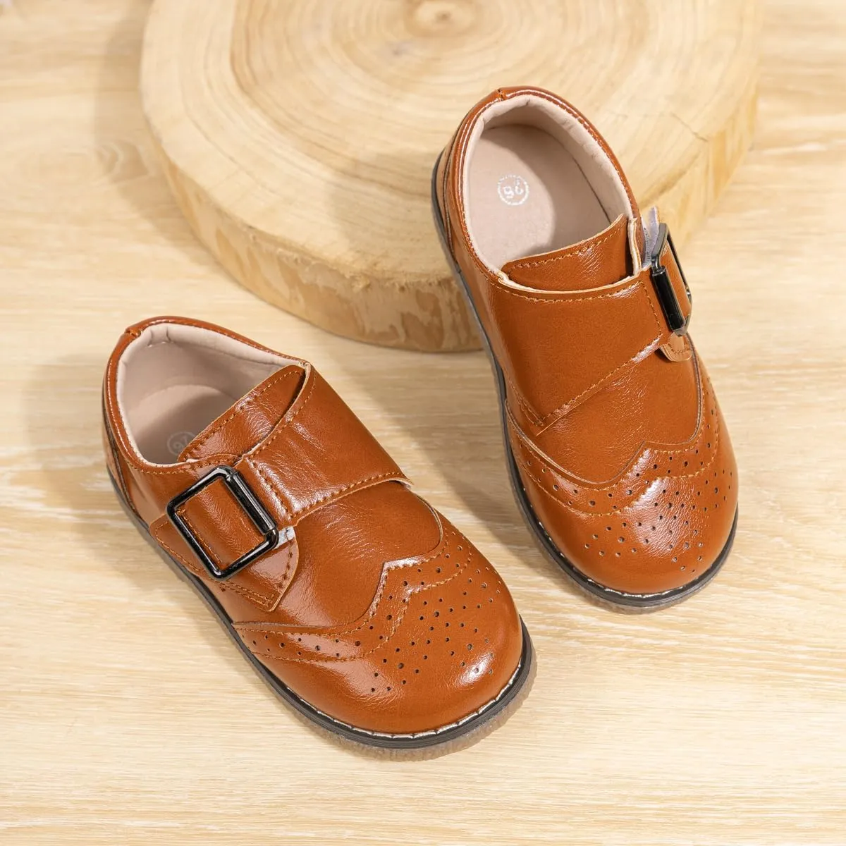 Meckior Toddler Boys Girls Black Dress Shoes Little Kid Oxford Shoes Wedding Church Dress Shoes PU Leather Lace Up School Uniform Loafer Flats