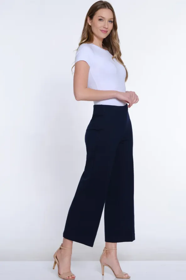 Midnight Wide Leg Ponte Knit Crop Pant
