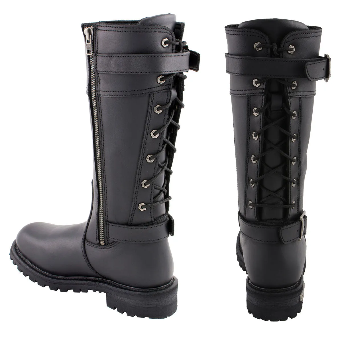 Milwaukee Leather MBL9385 Women's Black Leather 15-Inch Calf Laced