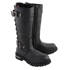 Milwaukee Leather MBL9385 Women's Black Leather 15-Inch Calf Laced