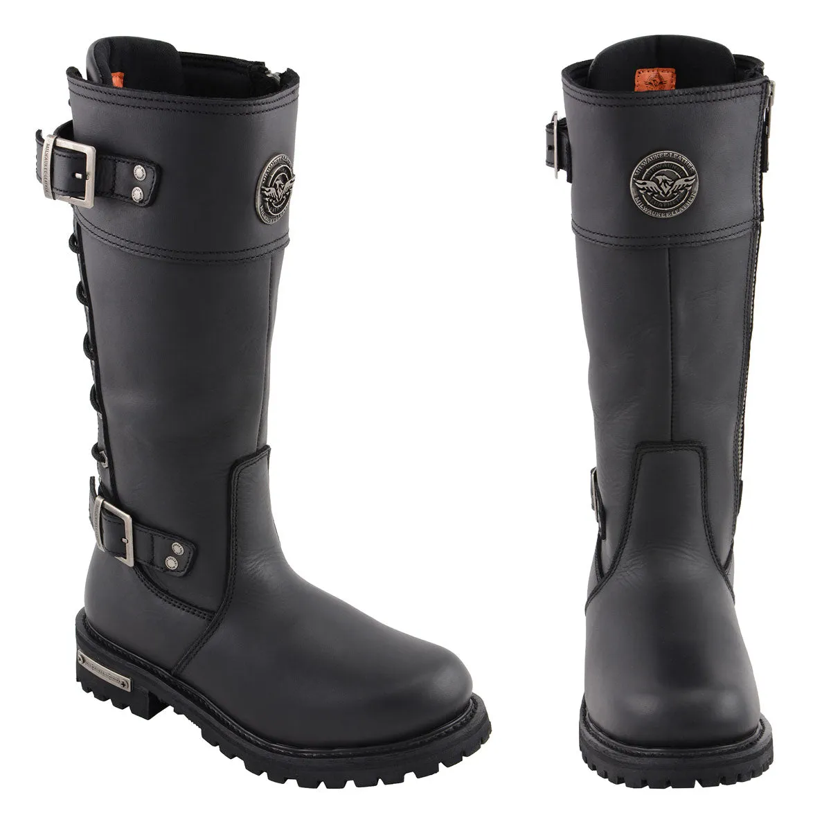 Milwaukee Leather MBL9385 Women's Black Leather 15-Inch Calf Laced