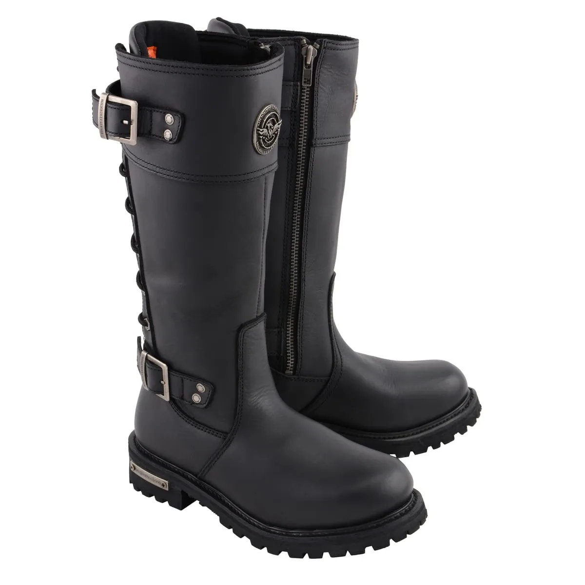 Milwaukee Leather MBL9385 Women's Black Leather 15-Inch Calf Laced