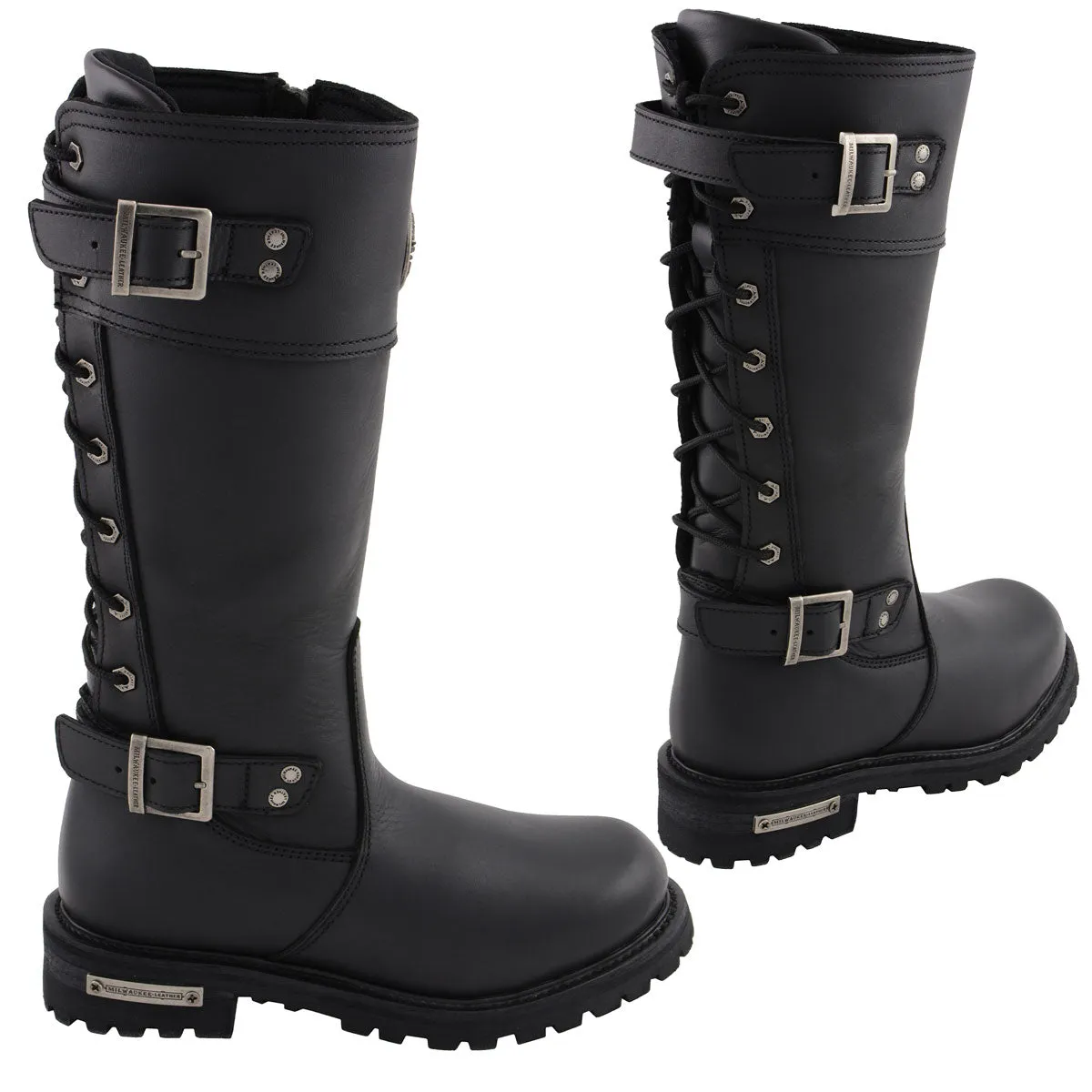 Milwaukee Leather MBL9385 Women's Black Leather 15-Inch Calf Laced