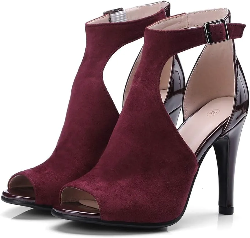 MIOKE Women's Sexy Stiletto High Heel Sandals T-strap Peep Toe Cutout Ankle Strap Party Dress Pump Shoes