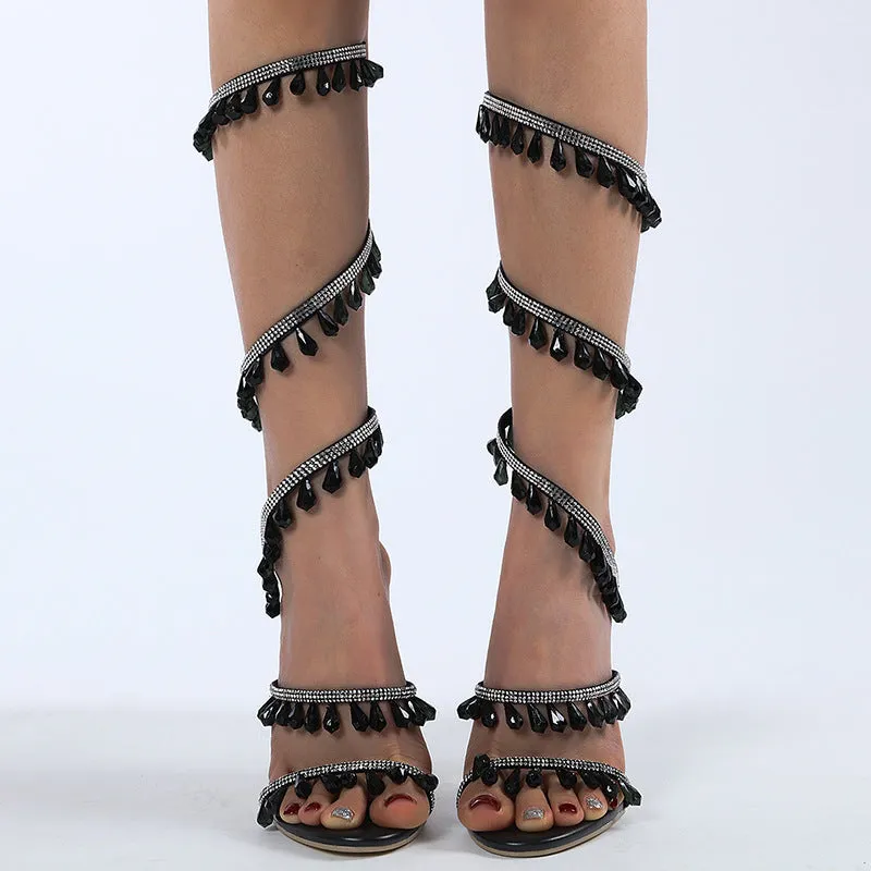 New Diamond Gemstone Women's High Heel Sandals