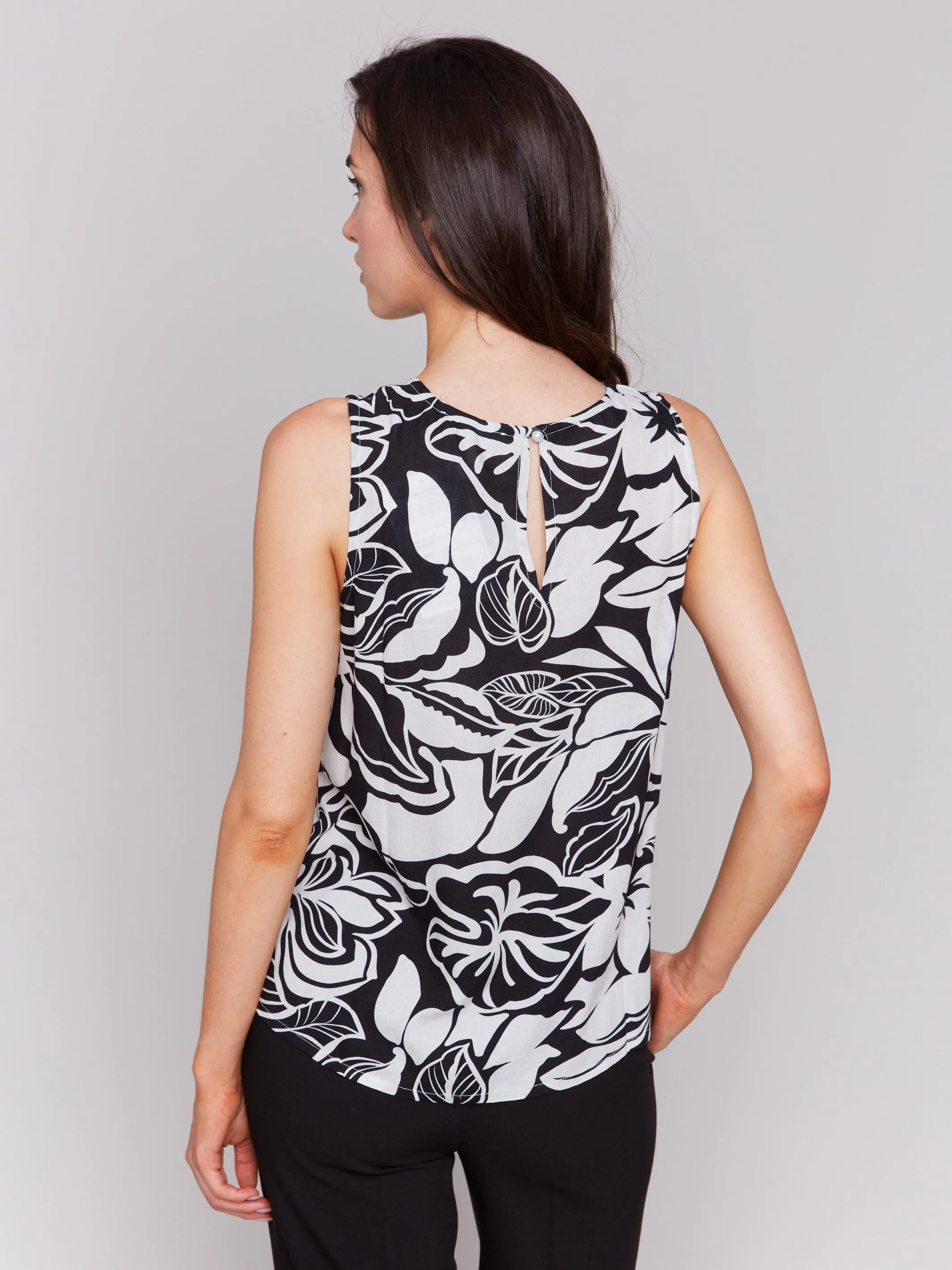 Printed Viscose Sleeveless Top - Botanical