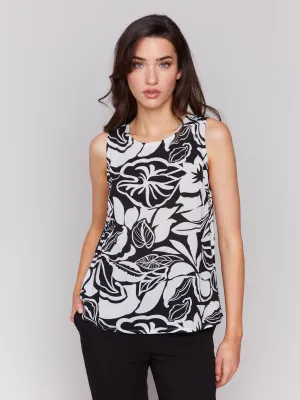 Printed Viscose Sleeveless Top - Botanical