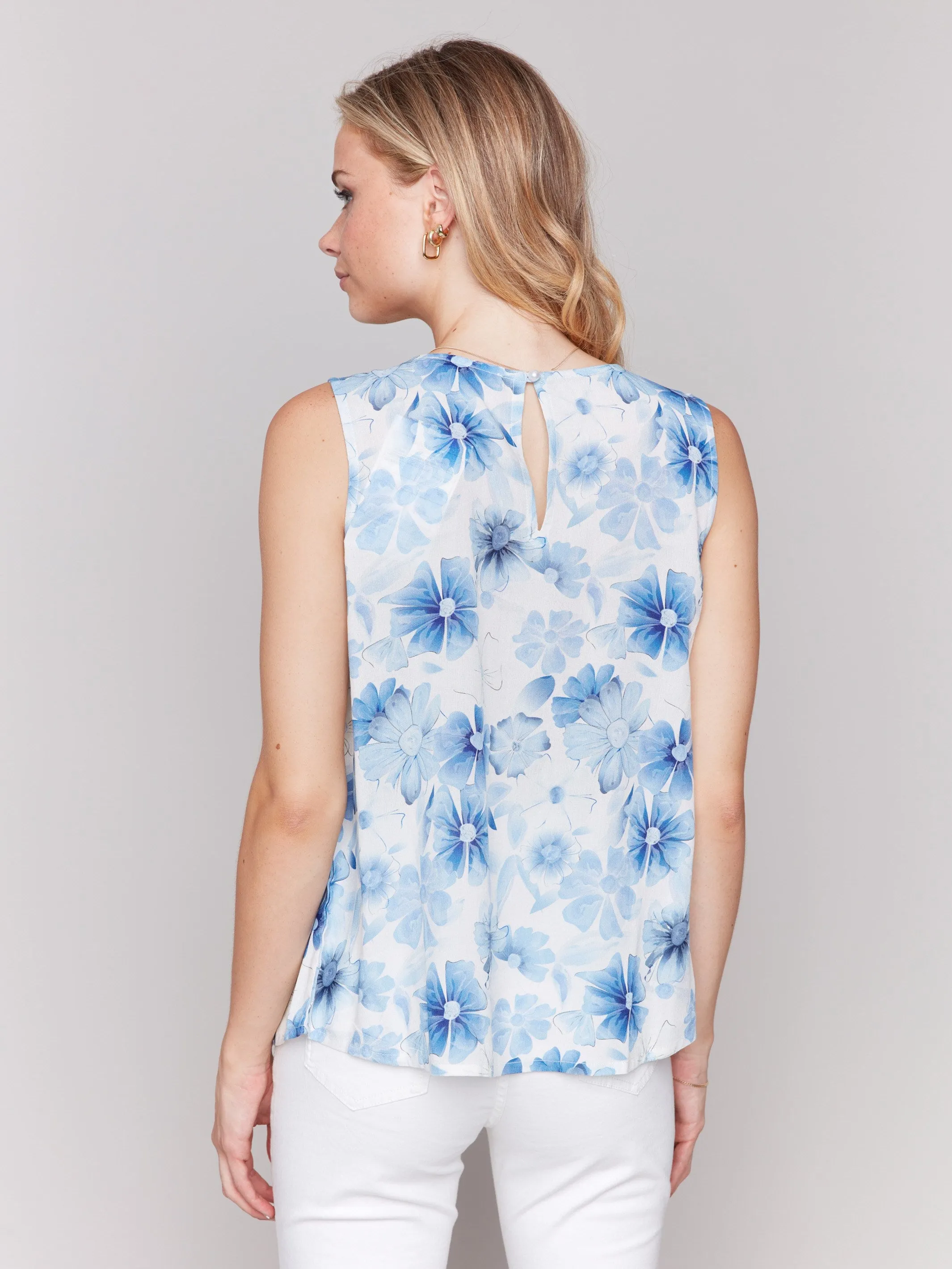 Printed Viscose Sleeveless Top - Celestial