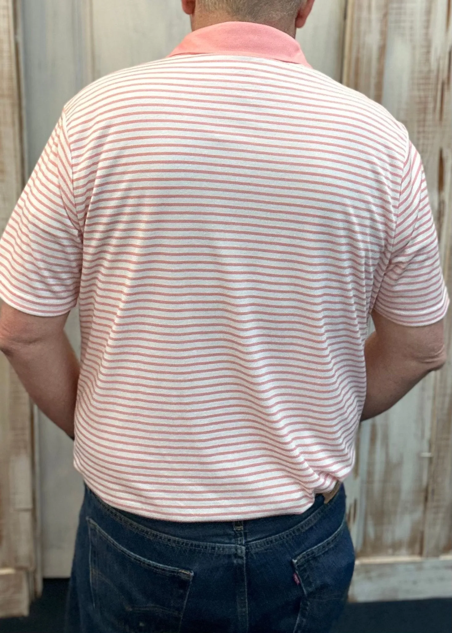 Southern Marsh Albany Flats Stripe Polo - Coral