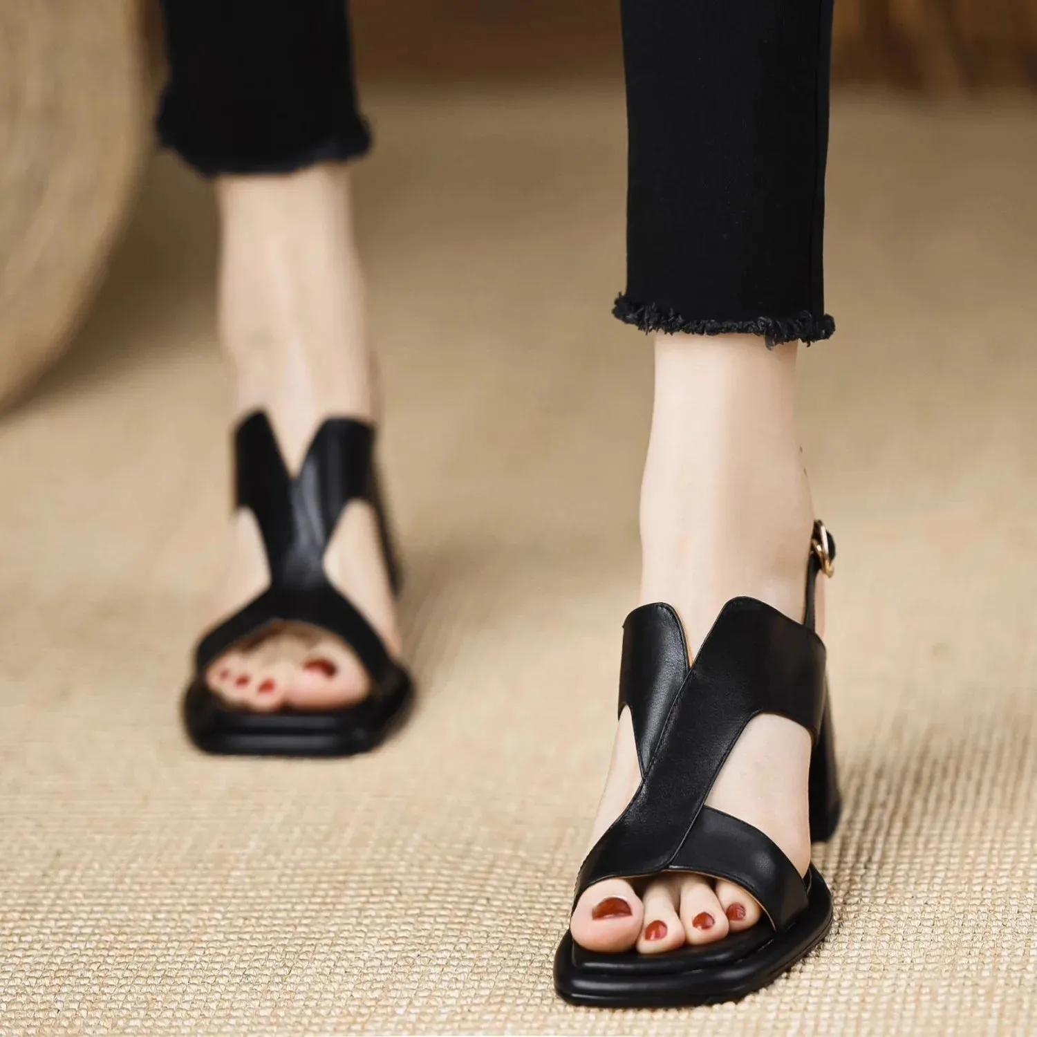 STESSY - Peep Toe Sandal