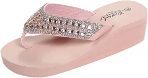 Summer Beach Pool Slides Casual Flip Fashion Slippers Beach Flops Summer Shoes Women's Rhinestones Wedges Women's
