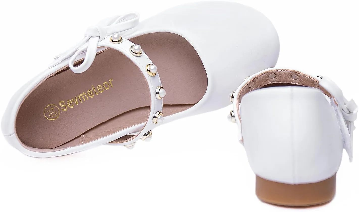 Toddler/Little Kid Girls Mary Jane Ballerina Flats Girl Dress Shoes for Wedding Party Ballet Flat Shoes