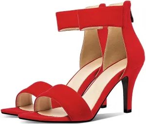 VOKLIN Women's Fashion Stiletto High Heel Sandals Single Band Open Toe Zipper Party Pump Dress Heeled Sandal