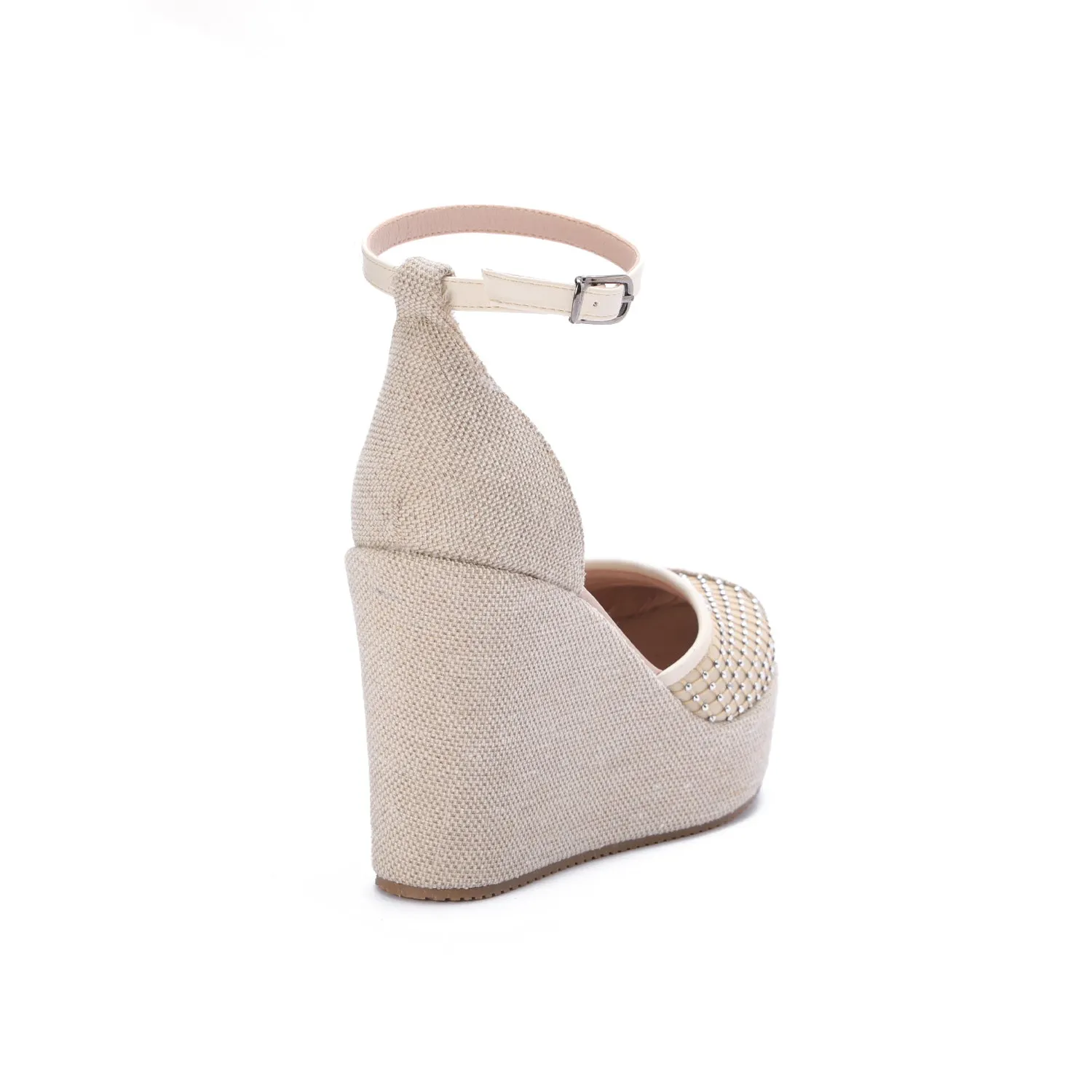 Wedge Strap Heels - Beige
