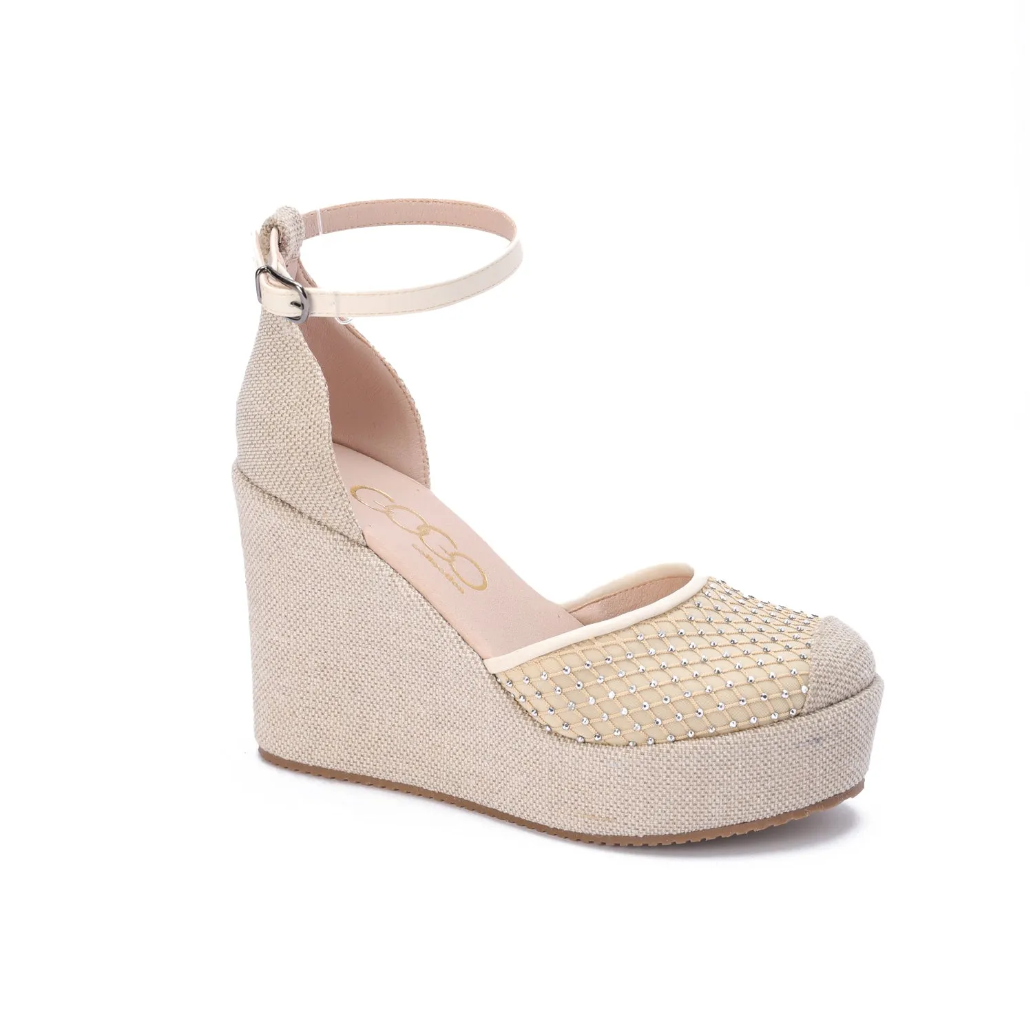 Wedge Strap Heels - Beige