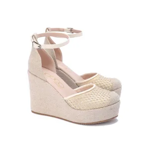 Wedge Strap Heels - Beige