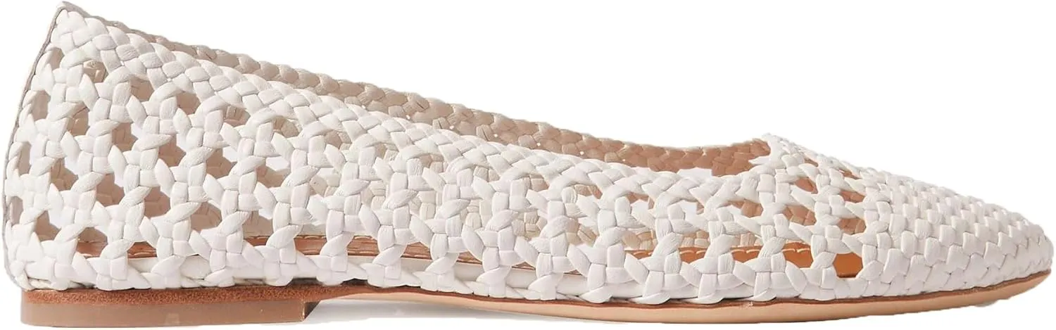 Women Ballet Flats Slingback Round Toe Slip On Fishnet Ballerina Shoes Casual Comfortable Dress Mary Jane Flat Sandals