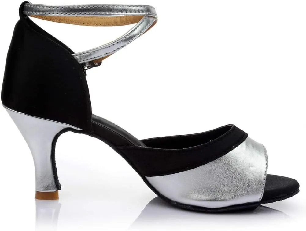 Women Ballroom Dancing Prom Fashion Shoes Ladies Latin Slsa Performance Gold Sparkly Singles Ankle Strap High Heels