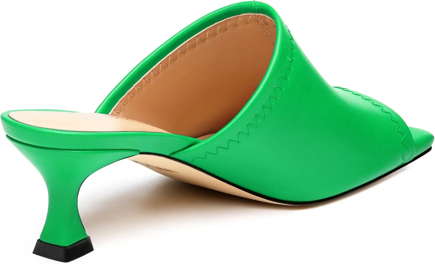 Womens Kitten Heel Open Square Toe Slip-on Sandals Casual Fashion Dress Summer Mules Shoes 2 Inches Heels