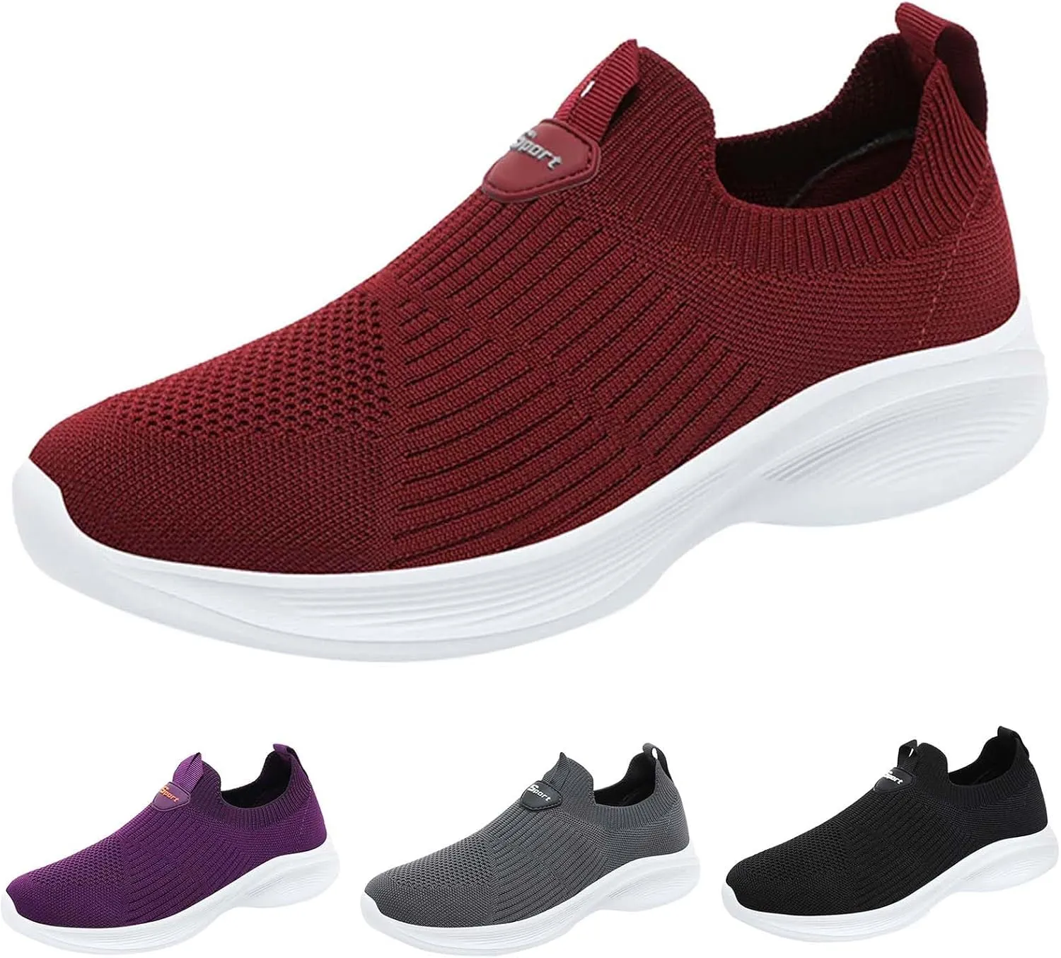 Womens Slip on Sneakers Womens Walking Shoes Non Slip Gym Workout Shoes Casual Breathable Mesh Shoes for Women